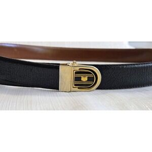 Vera Pelle Handmade Black Leather Belt Italy 240/80  (32-36") Gold Tone Buckle